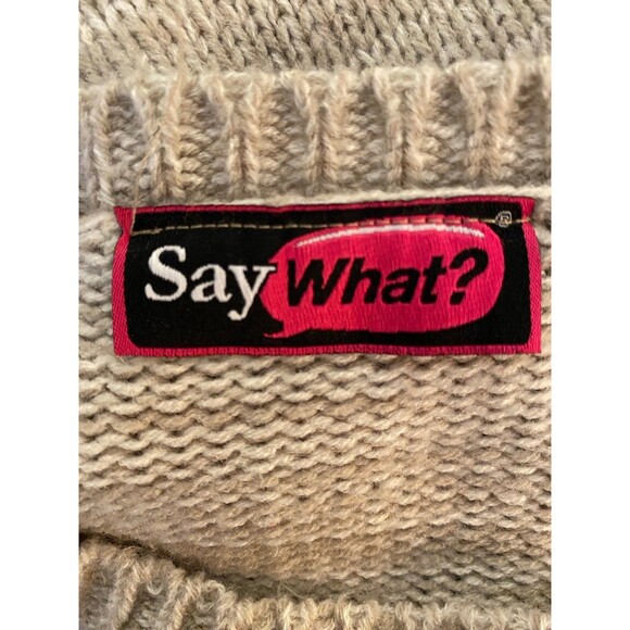 Say What? White Tiger Crew Neck Size Large Unique Holiday Fun Christmas Sweater - Picture 7 of 10